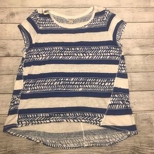 Lucky Brand Blue & White Aztec Print Linen…